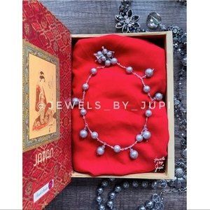 Upcycled Elegant Handmade Silver Glass Pearls with Glass Beads Necklace